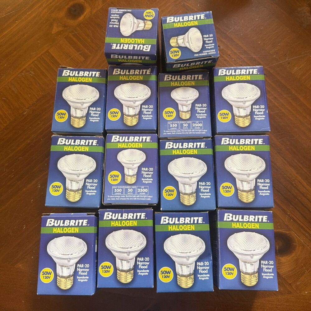 Bulbrite H50PAR20NF Halogen Bulbs 50W 120V Narrow Flood Lot 14 Rare Vintage?